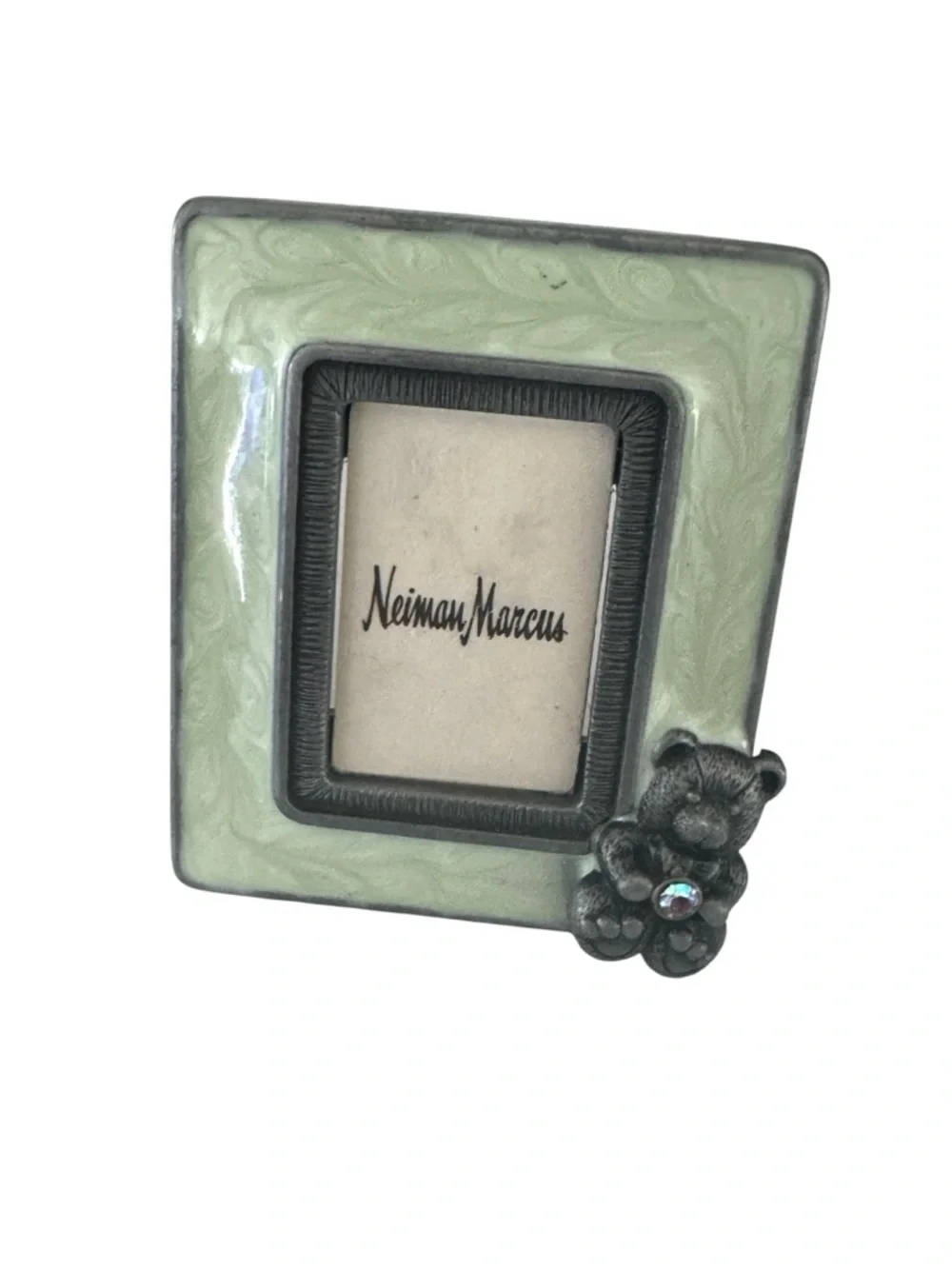 Jay Strongwater Enamel Frame Clip On Swarovski Crystal Teddy Bear